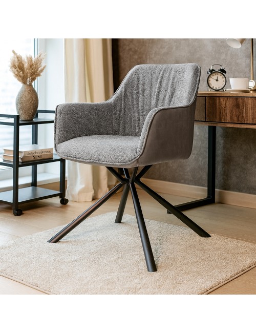 Sedia con Braccioli Tessuto Grigio e Retro Ecopelle Tortora  Aseat Prezzo