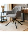 Set 2 sedie con braccioli tessuto grigio e retro ecopelle tortora Aseat