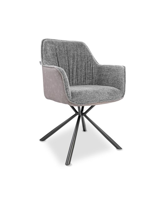 Sedia con Braccioli Tessuto Grigio e Retro Ecopelle Tortora  Aseat Prezzo