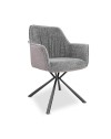 Set 2 sedie con braccioli tessuto grigio e retro ecopelle tortora Aseat
