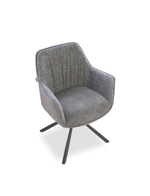Sedia con Braccioli Tessuto Grigio e Retro Ecopelle Tortora  Aseat Prezzo