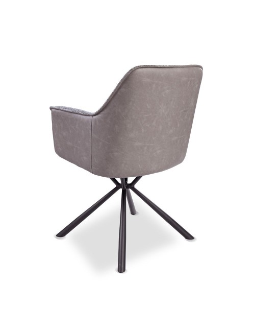 Sedia con Braccioli Tessuto Grigio e Retro Ecopelle Tortora  Aseat Prezzo