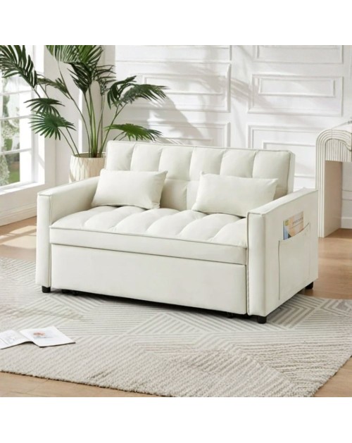 Divano 2 posti con letto estraibile beige 135x93x78H Eiri