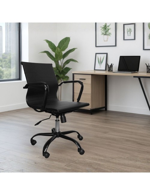Poltrona da ufficio Nuvia con schienale ergonomico e ruote colore nero H91