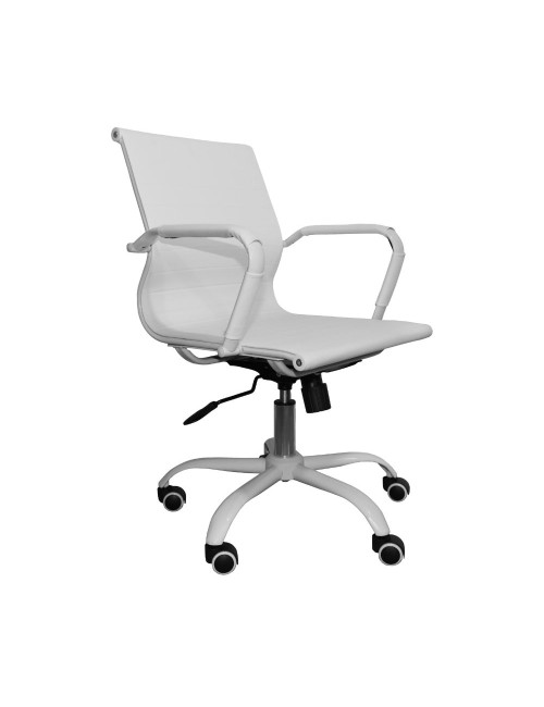 Poltrona da ufficio Nuvia con schienale ergonomico e ruote colore bianco H91