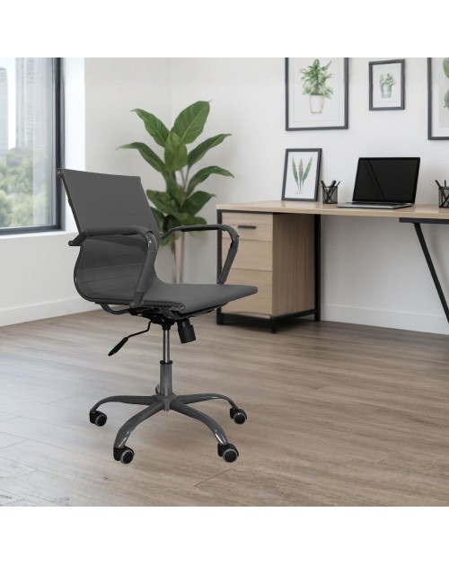 Poltrona da ufficio Nuvia con schienale ergonomico e ruote colore grigio H91