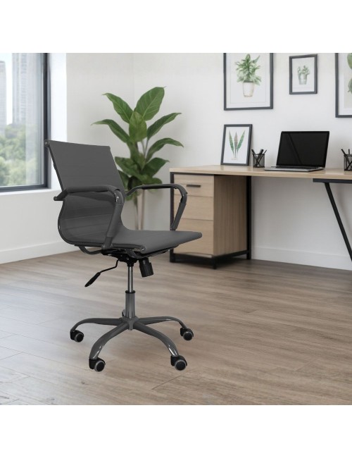 Poltrona da ufficio Nuvia con schienale ergonomico e ruote colore grigio H91