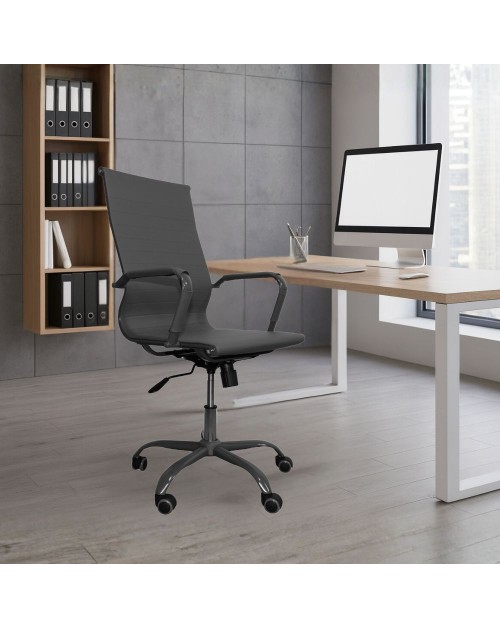 Poltrona da ufficio Nuvia con schienale ergonomico e ruote colore grigio H105
