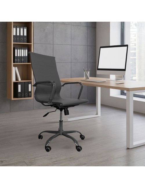 Poltrona da ufficio Nuvia con schienale ergonomico e ruote colore grigio H105