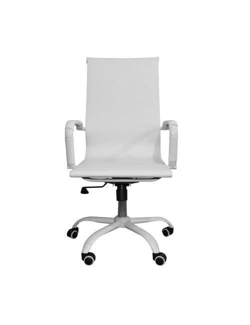Poltrona da ufficio Nuvia con schienale ergonomico e ruote colore bianco H105