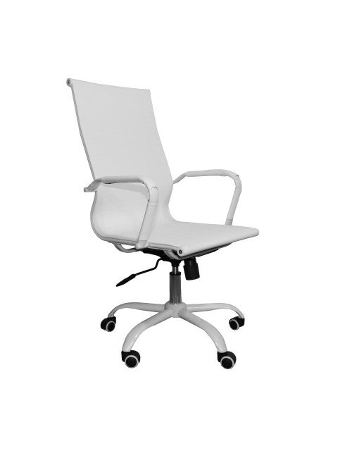 Poltrona da ufficio Nuvia con schienale ergonomico e ruote colore bianco H105