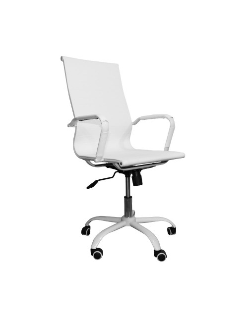 Poltrona da ufficio Nuvia con schienale ergonomico e ruote colore bianco H105