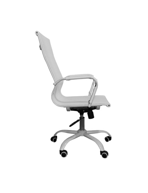 Poltrona da ufficio Nuvia con schienale ergonomico e ruote colore bianco H105