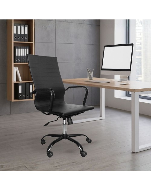 Poltrona da ufficio Nuvia con schienale ergonomico e ruote colore nero H105
