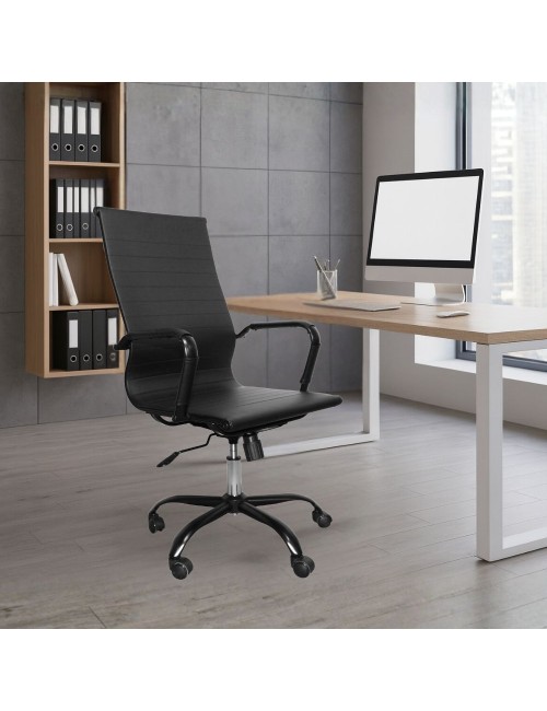 Poltrona da ufficio Nuvia con schienale ergonomico e ruote colore nero H105