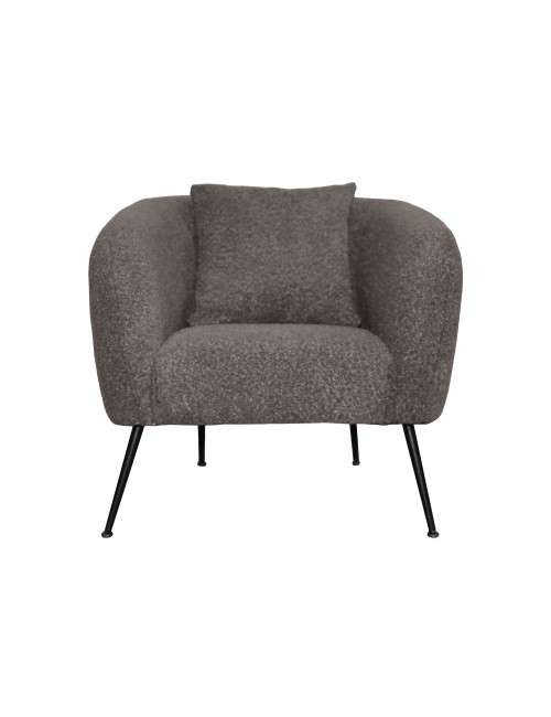 Poltrona Nuvia in tessuto grigio topo e gambe colore nero