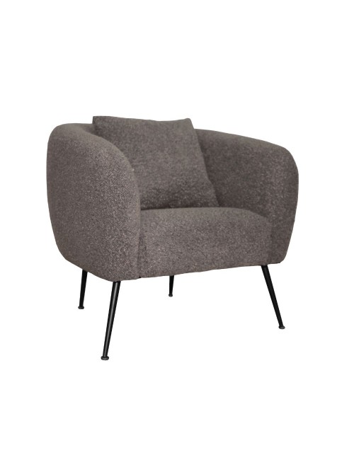 Poltrona Nuvia in tessuto grigio topo e gambe colore nero
