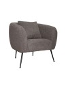 Poltrona Nuvia in tessuto grigio topo e gambe colore nero