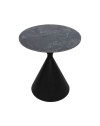 Set 2 tavolini da salotto rotondi Punto con piano effetto marmo nero e gambe in metallo nero