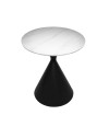 Set 2 tavolini da salotto rotondi Punto con piano effetto marmo bianco e gambe in metallo nero