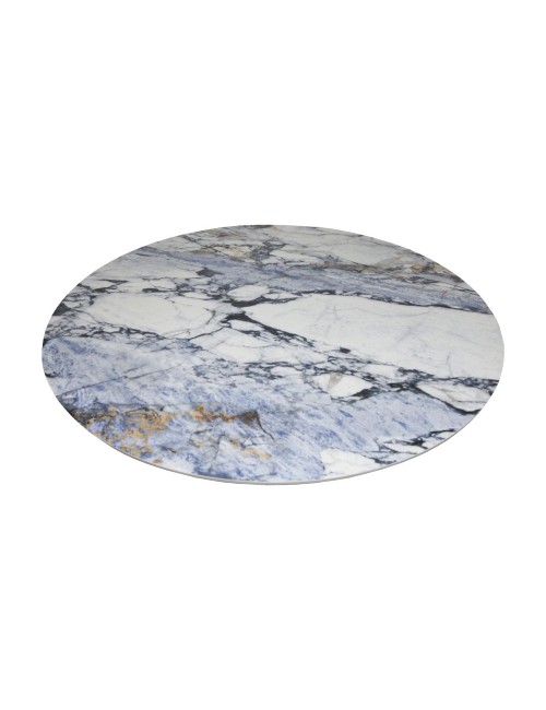 Tavolo rotondo Punto con piano effetto marmo e venature blu – 150x150x76H