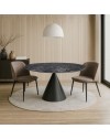 Tavolo rotondo Punto con piano effetto marmo nero – 150x150x76H