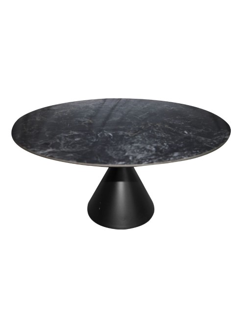 Tavolo rotondo Punto con piano effetto marmo nero – 150x150x76H