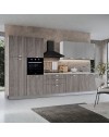 Cucina 360 cm con elettrodomestici Iris colore forest grigio e pensili grigio chiaro