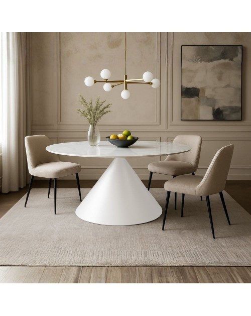 Tavolo ovale Punto con piano effetto marmo bianco – 200x100x76H