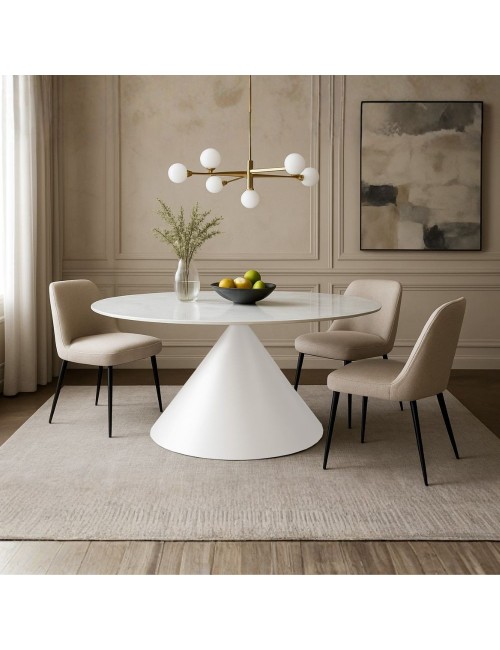 Tavolo ovale Punto con piano effetto marmo bianco – 200x100x76H