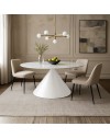 Tavolo ovale Punto con piano effetto marmo bianco – 200x100x76H