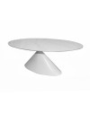 Tavolo ovale Punto con piano effetto marmo bianco – 200x100x76H
