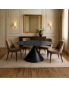 Tavolo ovale Punto con piano effetto marmo nero – 200x100x76H