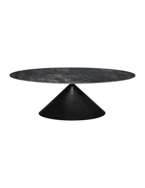 Tavolo ovale Punto con piano effetto marmo nero – 200x100x76H