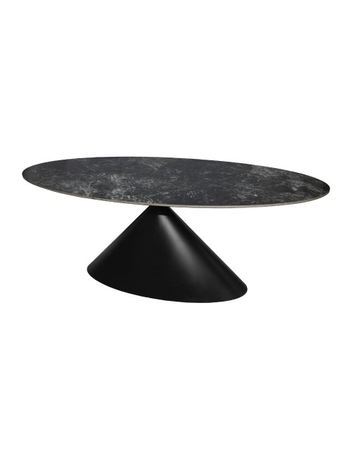 Tavolo ovale Punto con piano effetto marmo nero – 200x100x76H