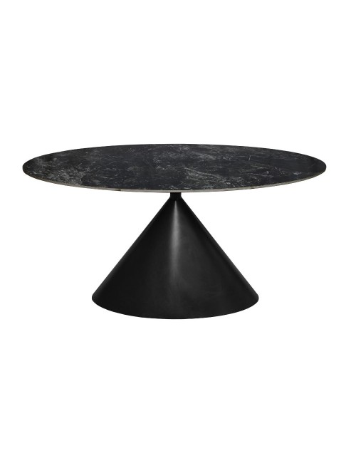 Tavolo ovale Punto con piano effetto marmo nero – 200x100x76H