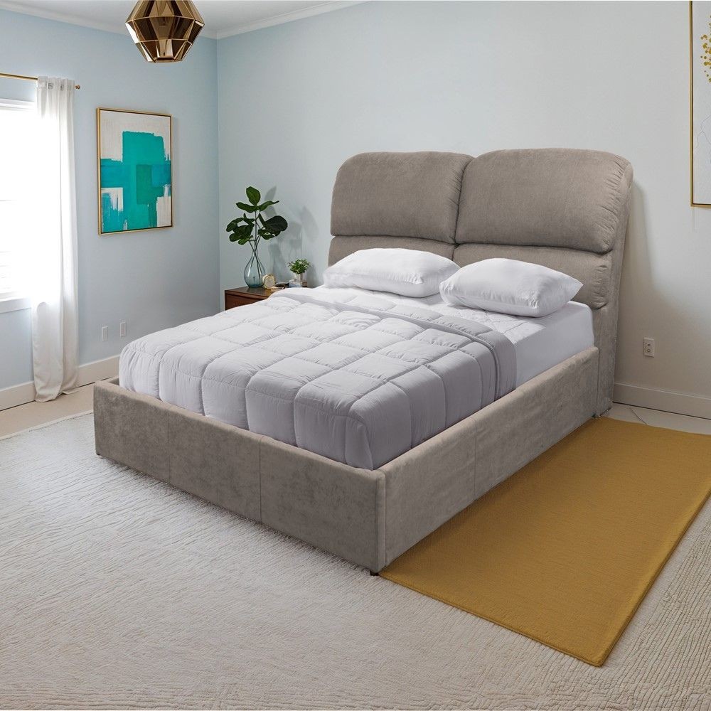 Letto una piazza e mezza contenitore Sofaback in tessuto tortora 138x222x120H