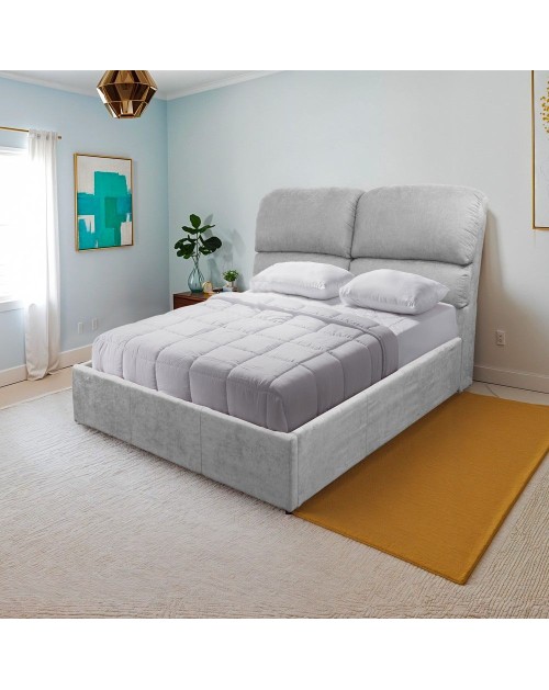 Letto una piazza e mezza contenitore Sofaback in tessuto grigio chiaro 138x222x120H