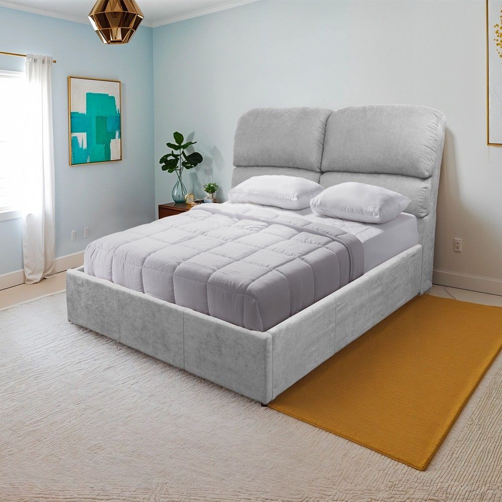 Letto una piazza e mezza contenitore Sofaback in tessuto grigio chiaro 138x222x120H