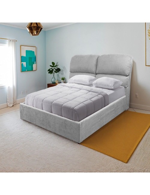 Letto una piazza e mezza contenitore Sofaback in tessuto grigio chiaro 138x222x120H