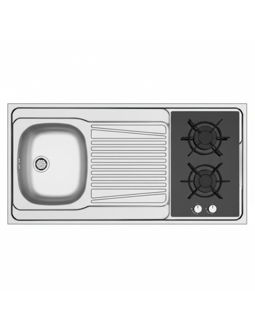 Lavello reversibile Indiano120 1 vasca e gocciolatoio con foro per piano cottura 30 cm – inox 120x60