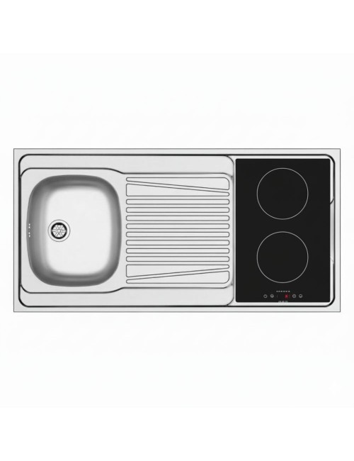 Lavello reversibile Indiano120 1 vasca e gocciolatoio con foro per piano cottura 30 cm – inox 120x60