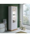 Vetrina colore pino bianco e rovere 2 cassetti e anta Anthony23 73x39,6x204H stile shabby