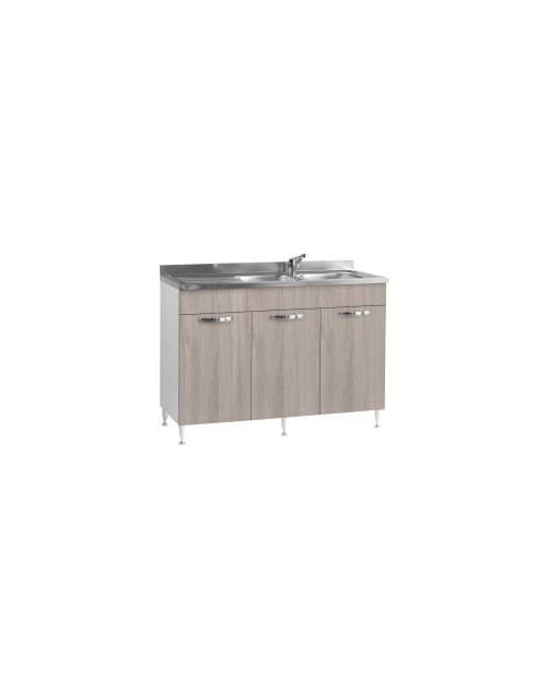 Sottolavello 3 ante 120 cm con lavello colore olmo