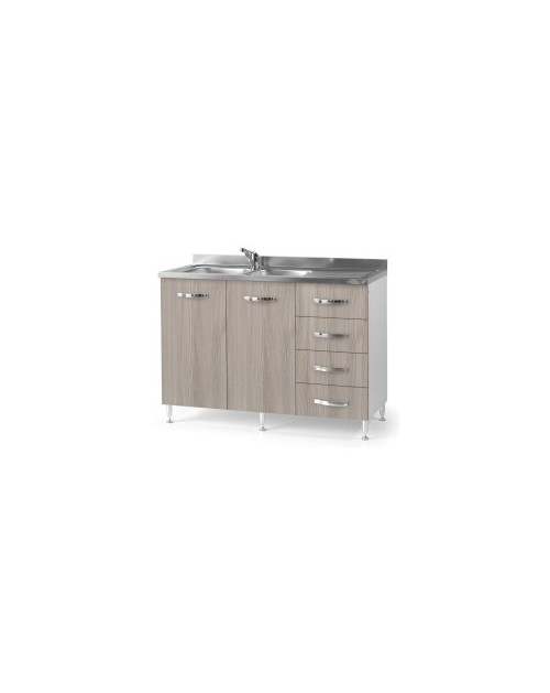 Sottolavello con cassetti 120 cm destro con lavello colore olmo