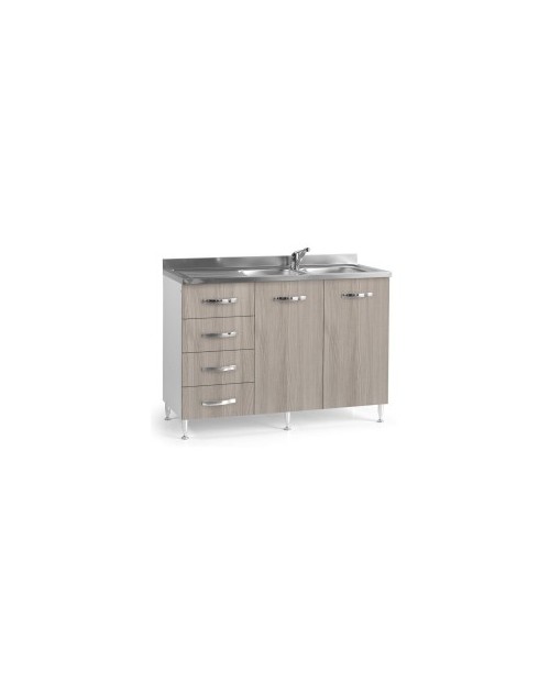 Sottolavello con cassetti 120 cm sinistro con lavello colore olmo