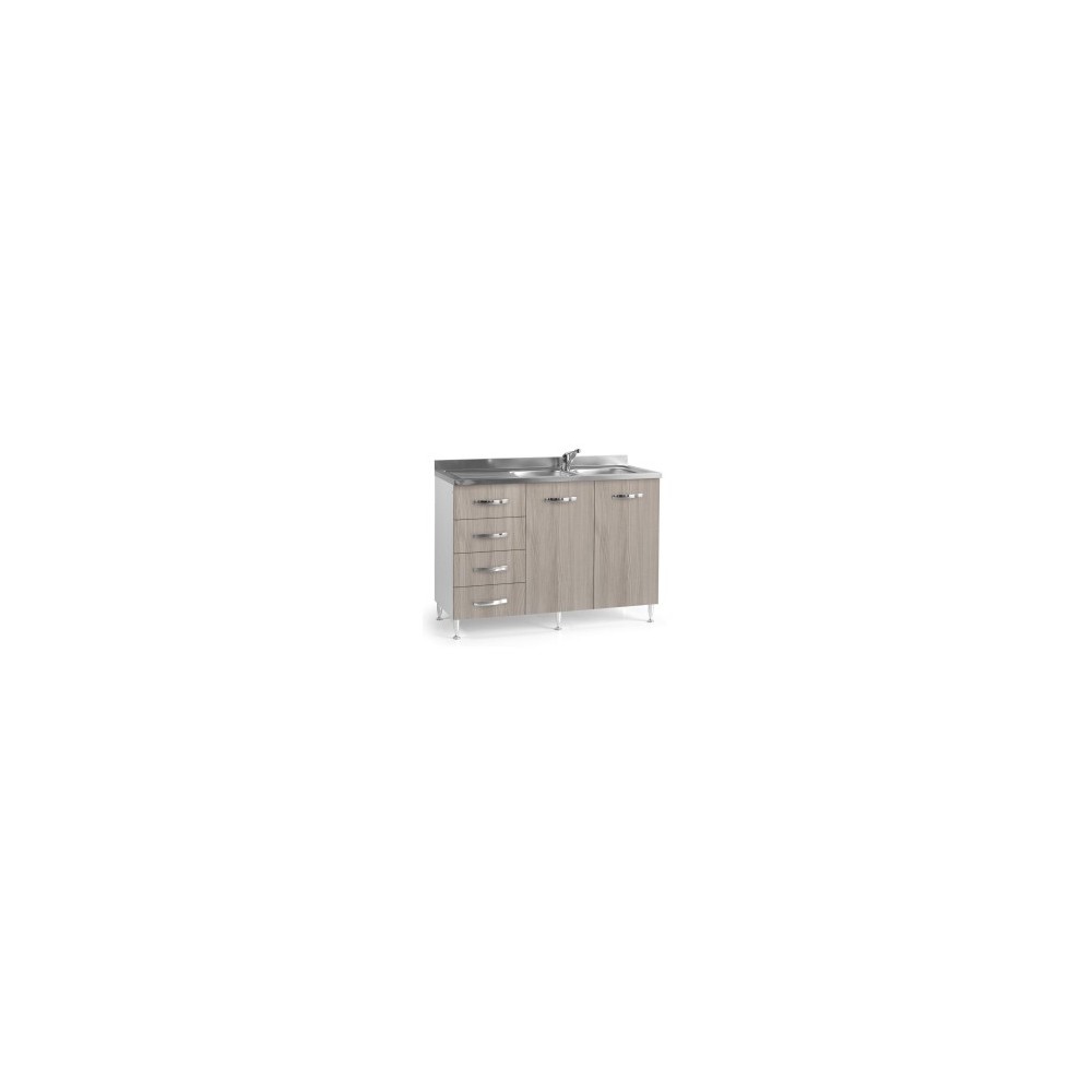 Sottolavello con cassetti 120 cm sinistro con lavello colore olmo
