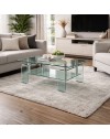 Tavolino con due ripiani in vetro Crystal 100x60x39h
