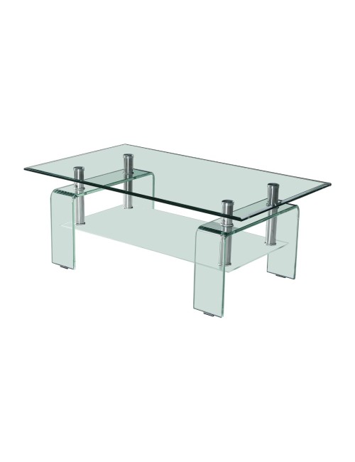 Tavolino con due ripiani in vetro Crystal 100x60x39h