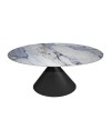 Tavolo ovale Punto con piano effetto marmo e venature blu – 200x80x76H